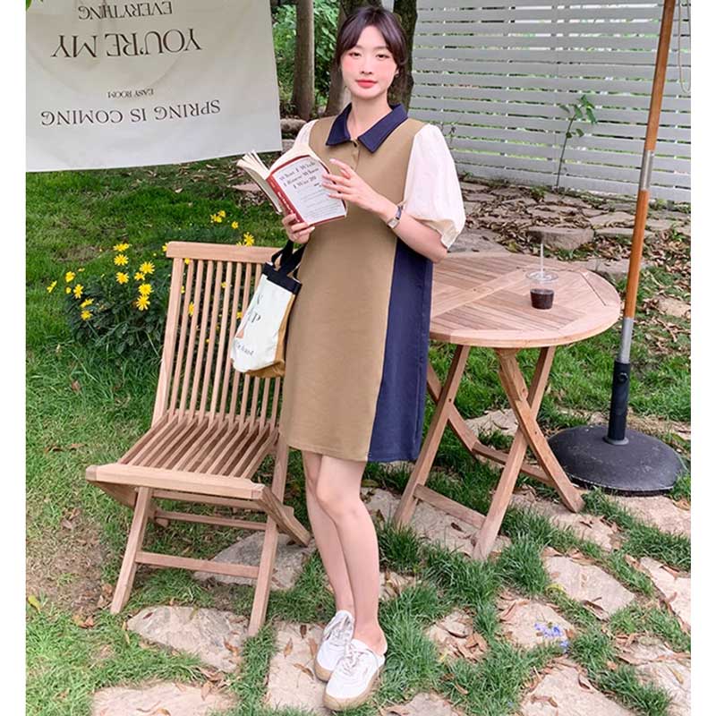 コントラストポロワンピース