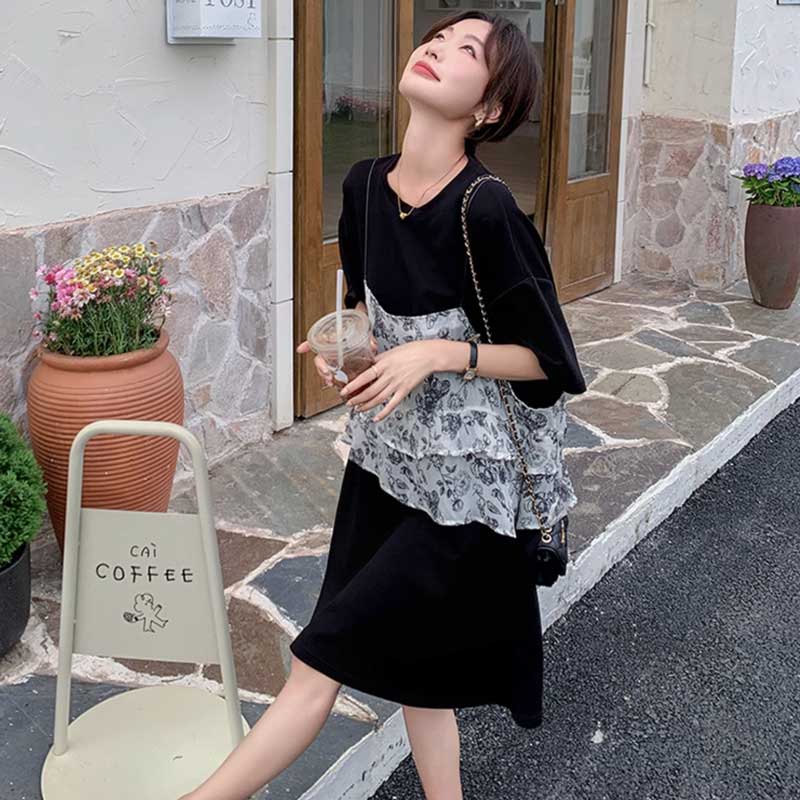 フラワービスチェ付きワンピース