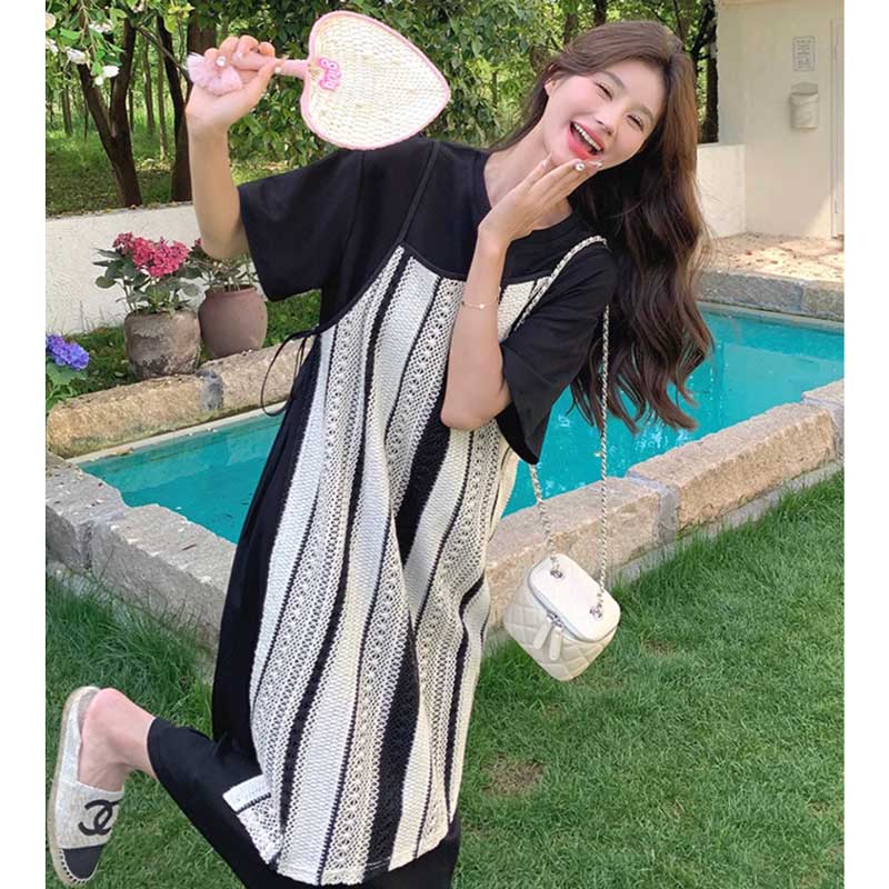 ストライプレイヤードワンピース