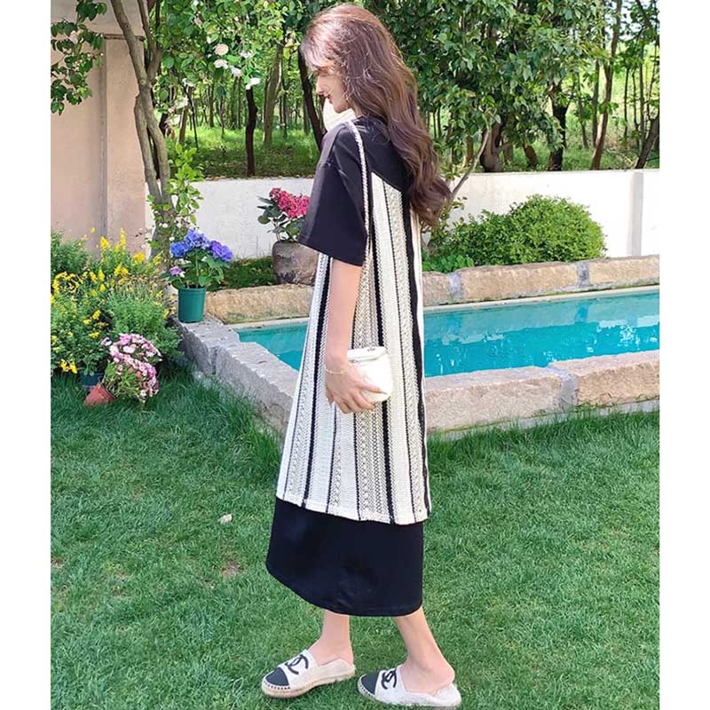 ストライプレイヤードワンピース