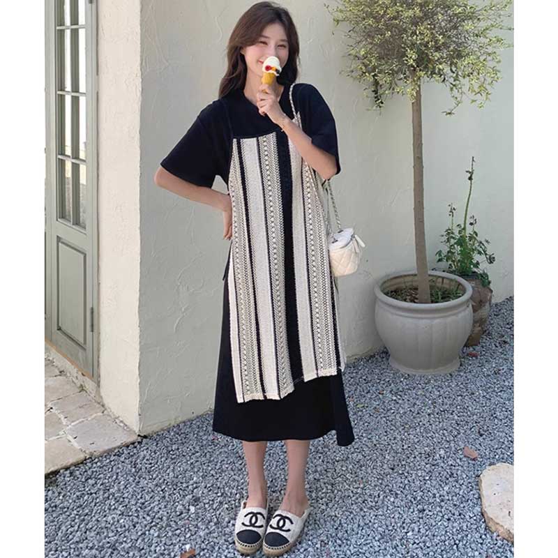 ストライプレイヤードワンピース