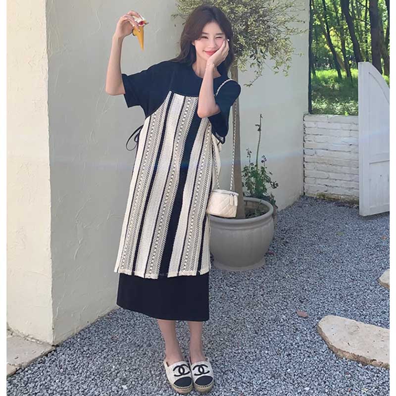 ストライプレイヤードワンピース