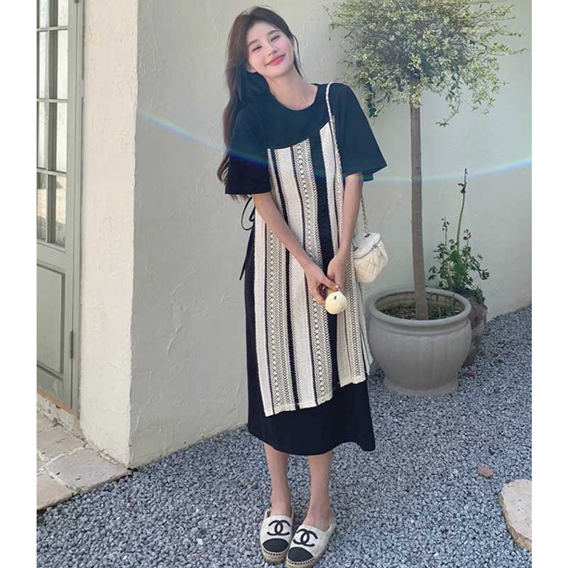 ストライプレイヤードワンピース