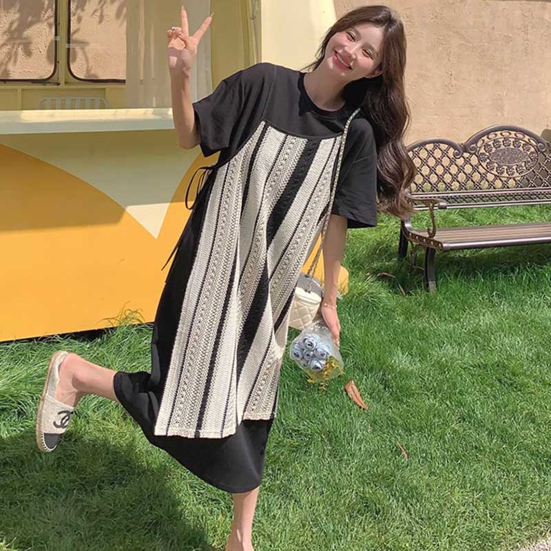 ストライプレイヤードワンピース