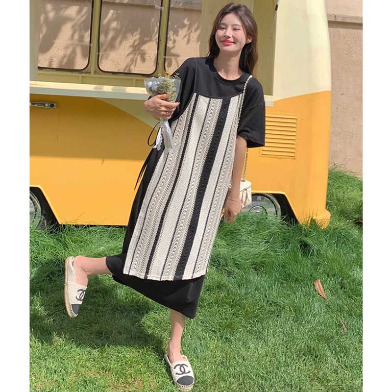 ストライプレイヤードワンピース