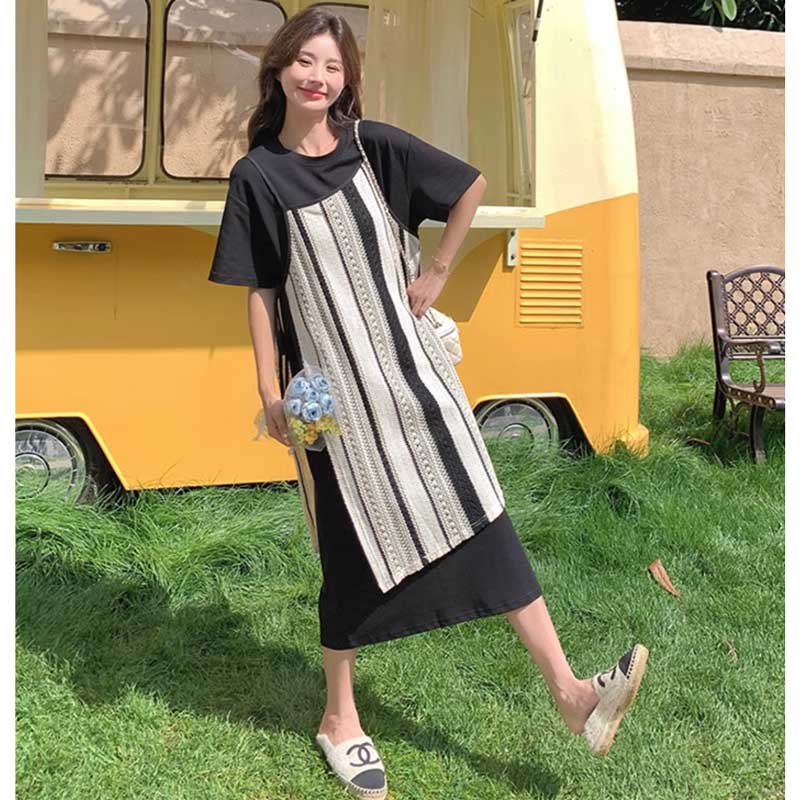 ストライプレイヤードワンピース