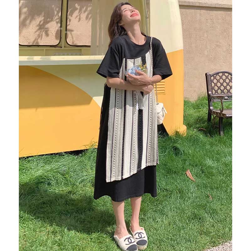 ストライプレイヤードワンピース