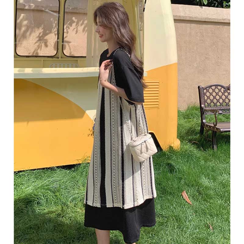 ストライプレイヤードワンピース