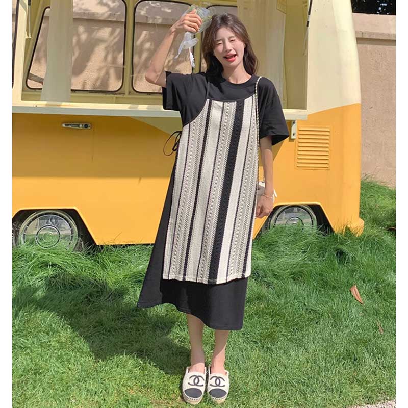 ストライプレイヤードワンピース