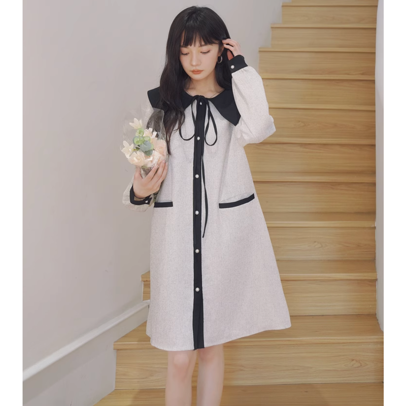 モノトーンレトロワンピース