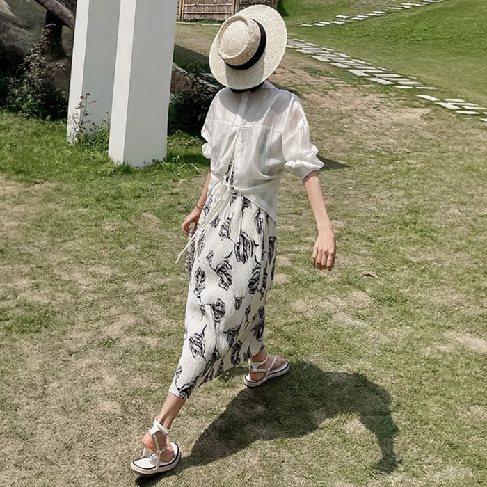 バックスリットブラウス×キャミソールワンピース