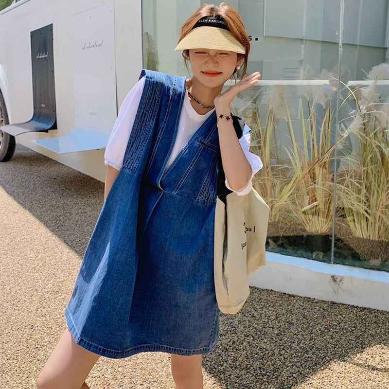 レイヤード風デニムワンピース