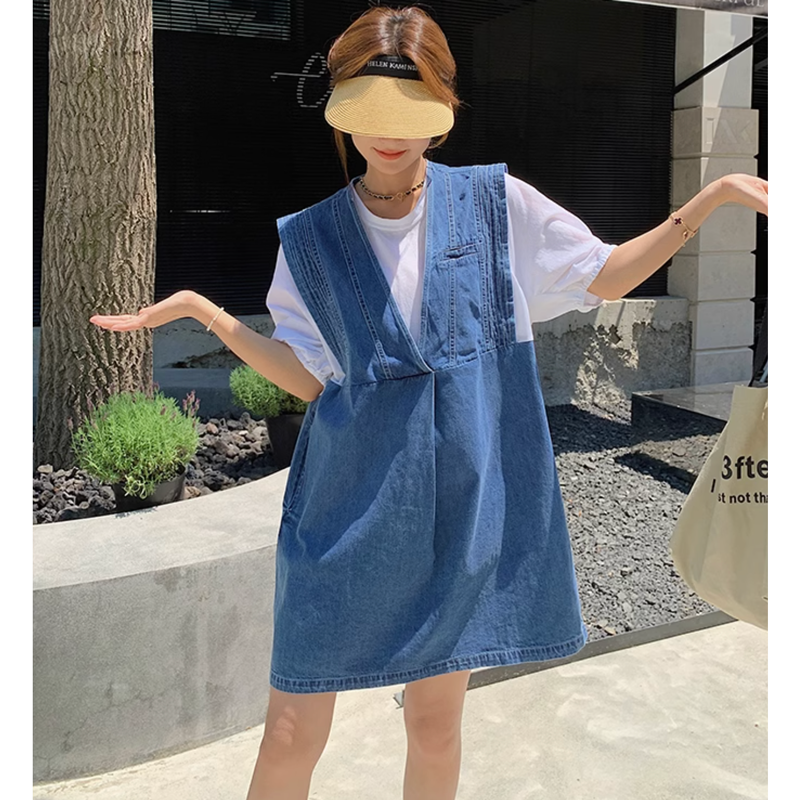 レイヤード風デニムワンピース