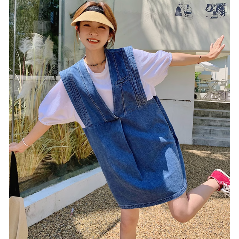 レイヤード風デニムワンピース