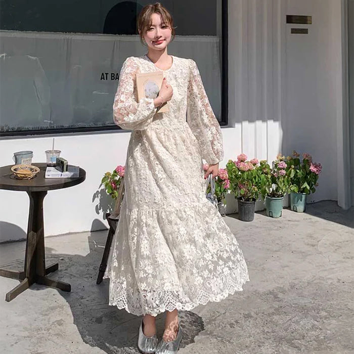 シアーレースワンピース（白）春/夏 涼しげなシアーワンピ