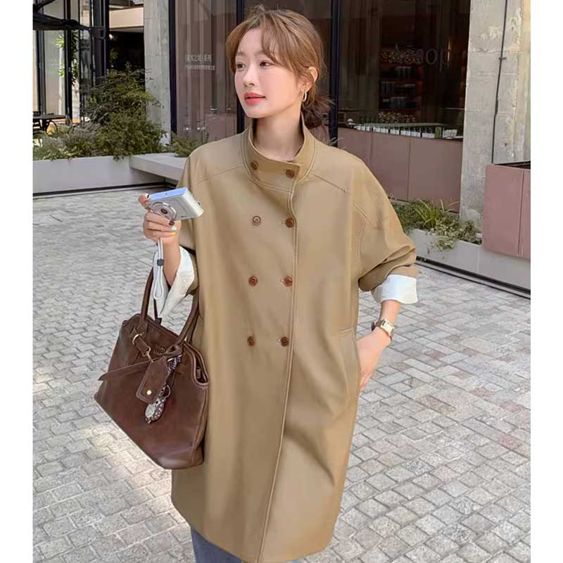 ミディ丈フェイクレザージャケット(2colors)