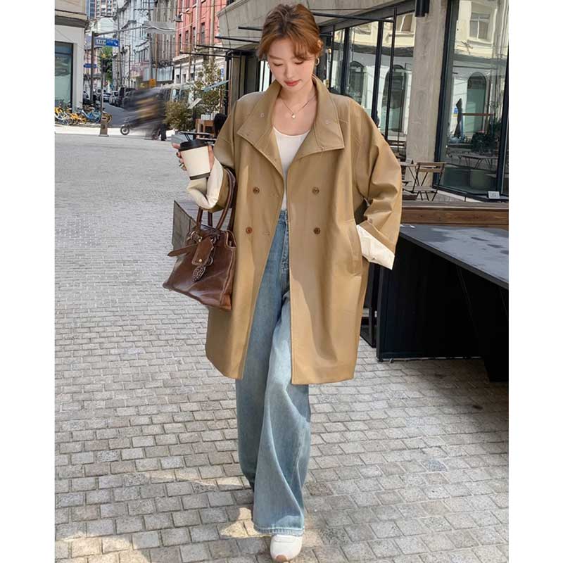 ミディ丈フェイクレザージャケット(2colors)