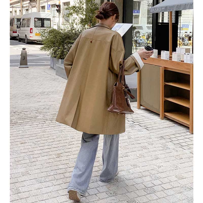 ミディ丈フェイクレザージャケット(2colors)