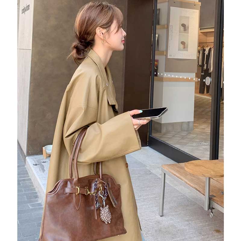 ミディ丈フェイクレザージャケット(2colors)