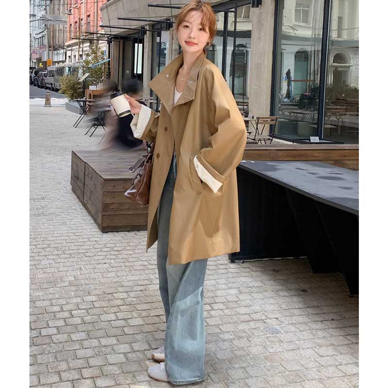 ミディ丈フェイクレザージャケット(2colors)