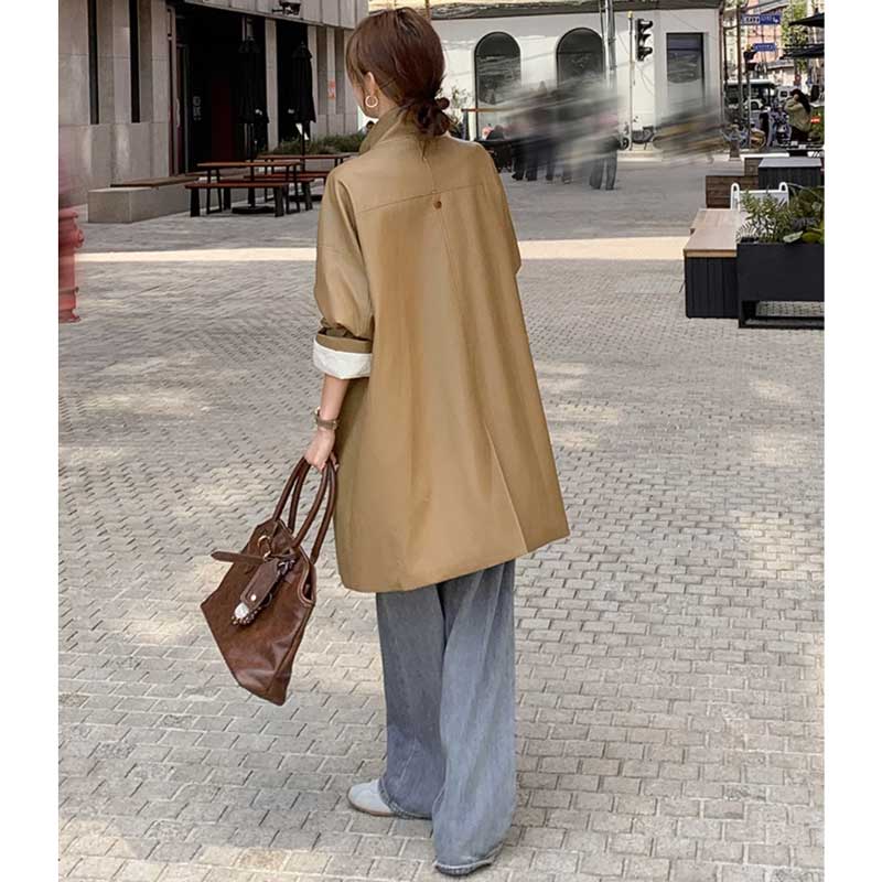 ミディ丈フェイクレザージャケット(2colors)