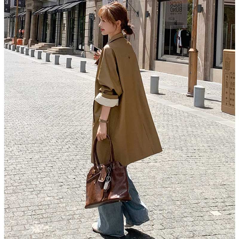 ミディ丈フェイクレザージャケット(2colors)