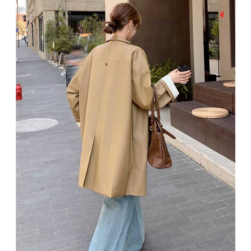 ミディ丈フェイクレザージャケット(2colors)