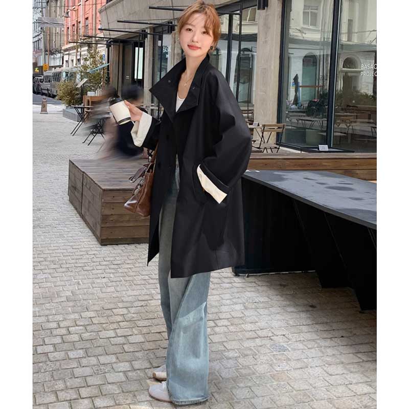 ミディ丈フェイクレザージャケット(2colors)