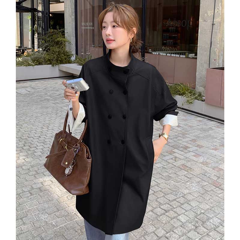 ミディ丈フェイクレザージャケット(2colors)