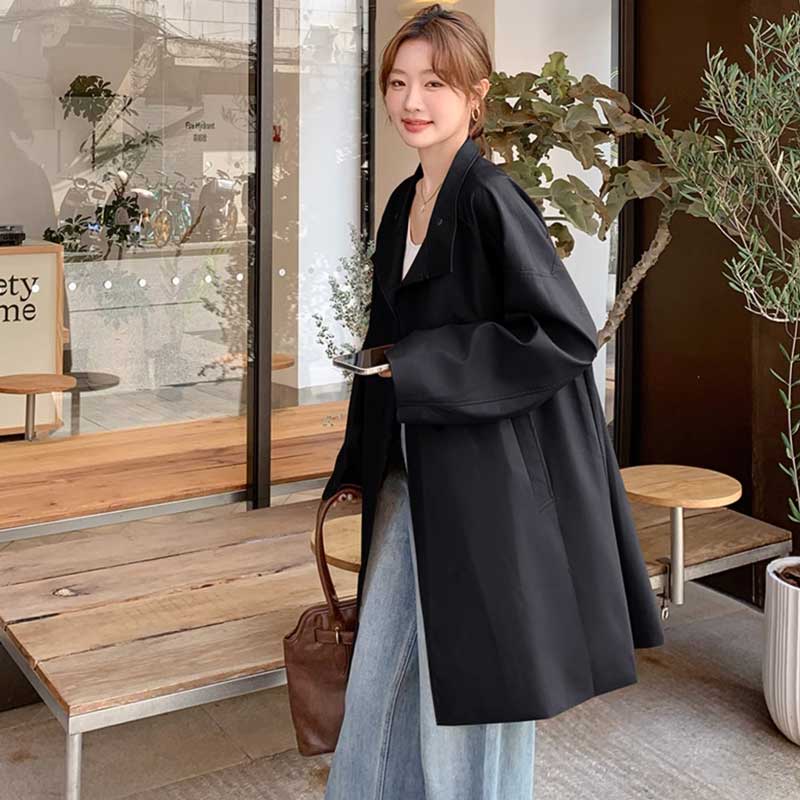 ミディ丈フェイクレザージャケット(2colors)