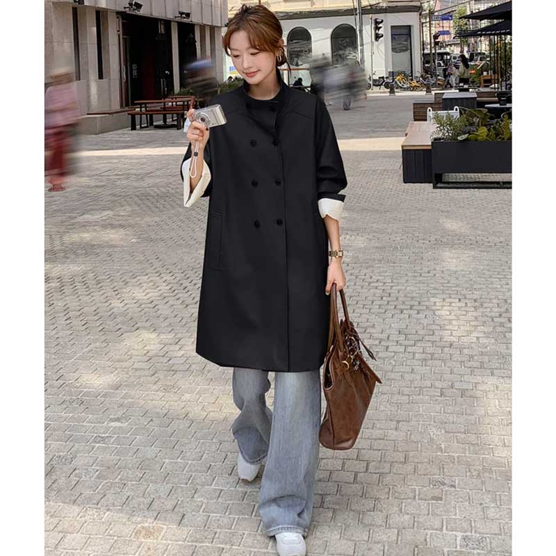 ミディ丈フェイクレザージャケット(2colors)