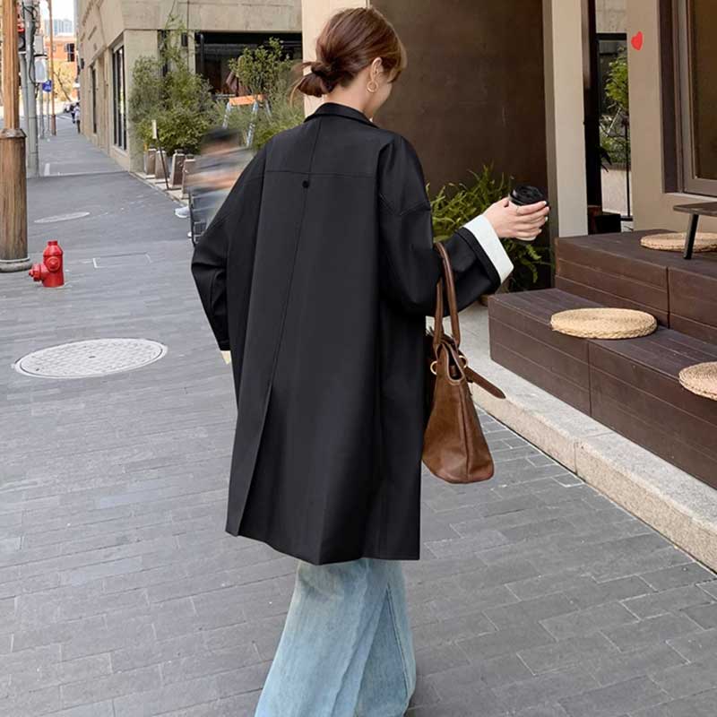 ミディ丈フェイクレザージャケット(2colors)