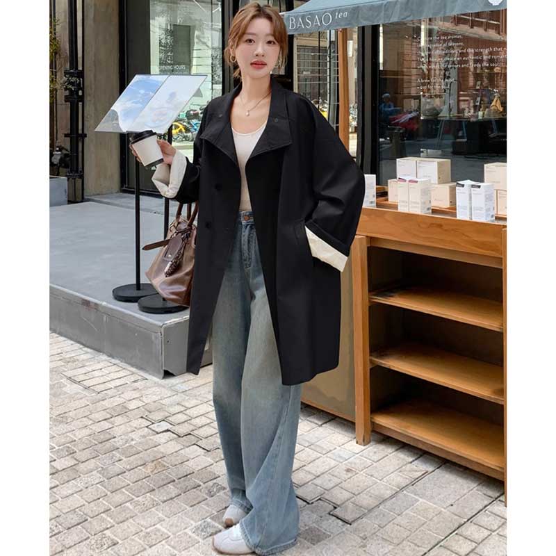 ミディ丈フェイクレザージャケット(2colors)