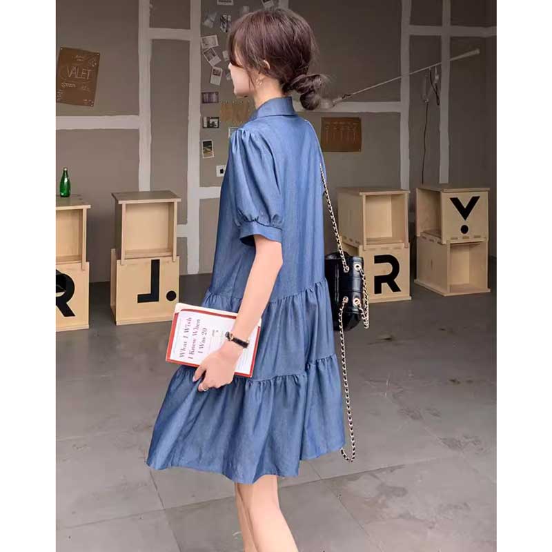 ミニ丈デニムティアードワンピース