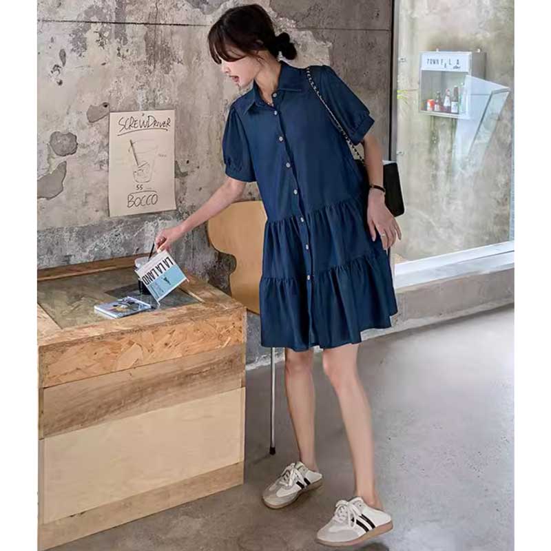 ミニ丈デニムティアードワンピース