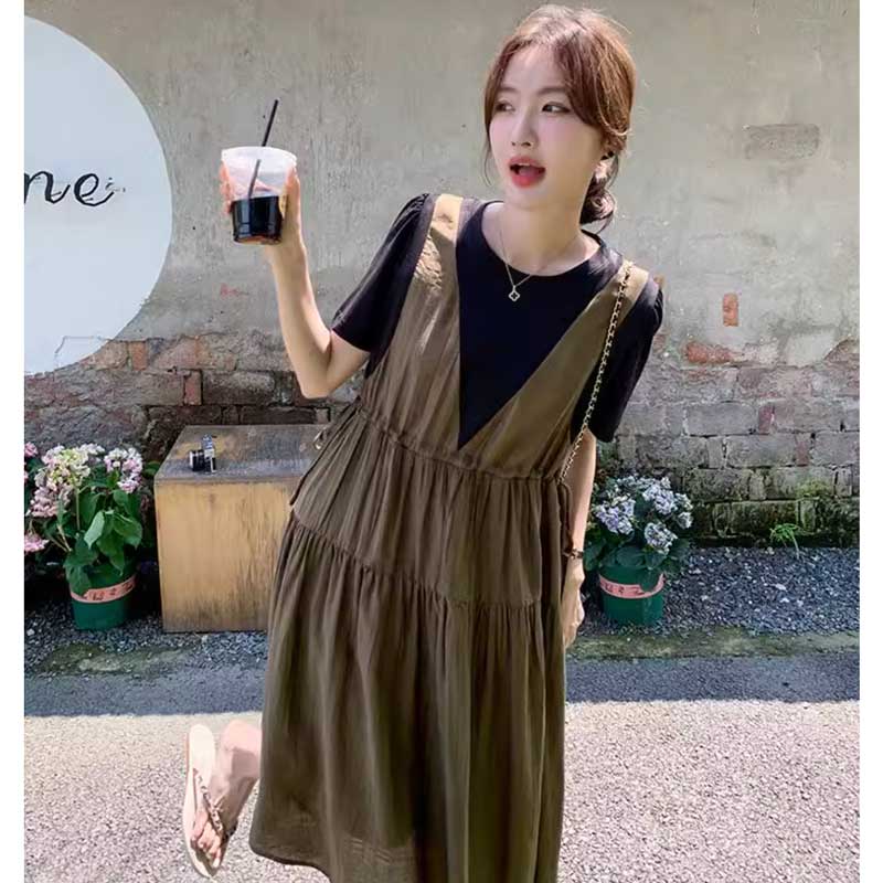 レイヤード風ギャザーワンピース