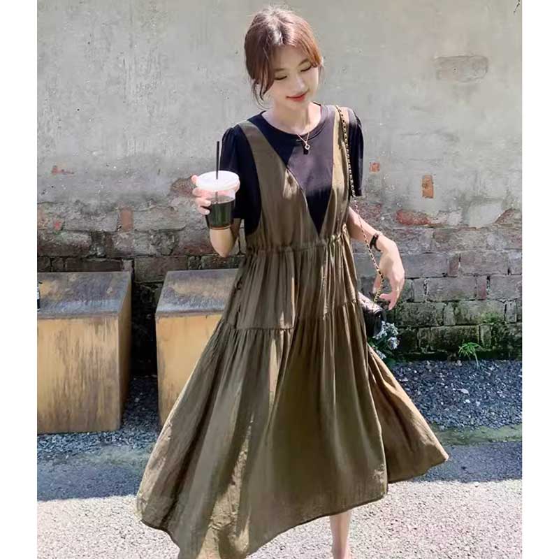 レイヤード風ギャザーワンピース