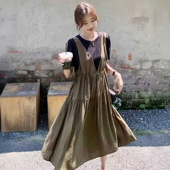 レイヤード風ギャザーワンピース