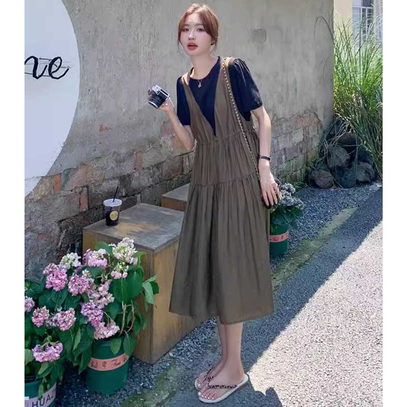 レイヤード風ギャザーワンピース