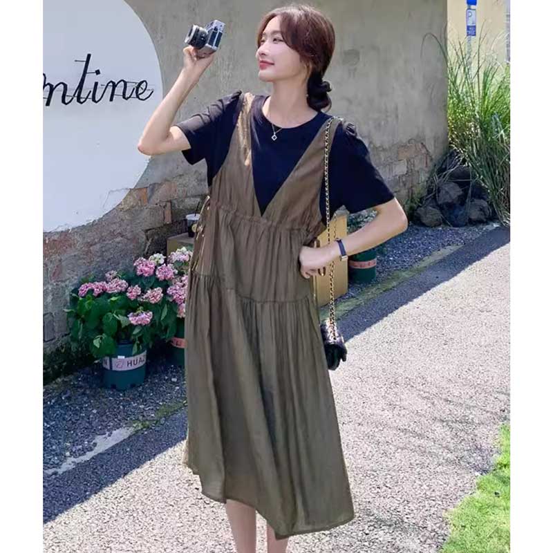 レイヤード風ギャザーワンピース