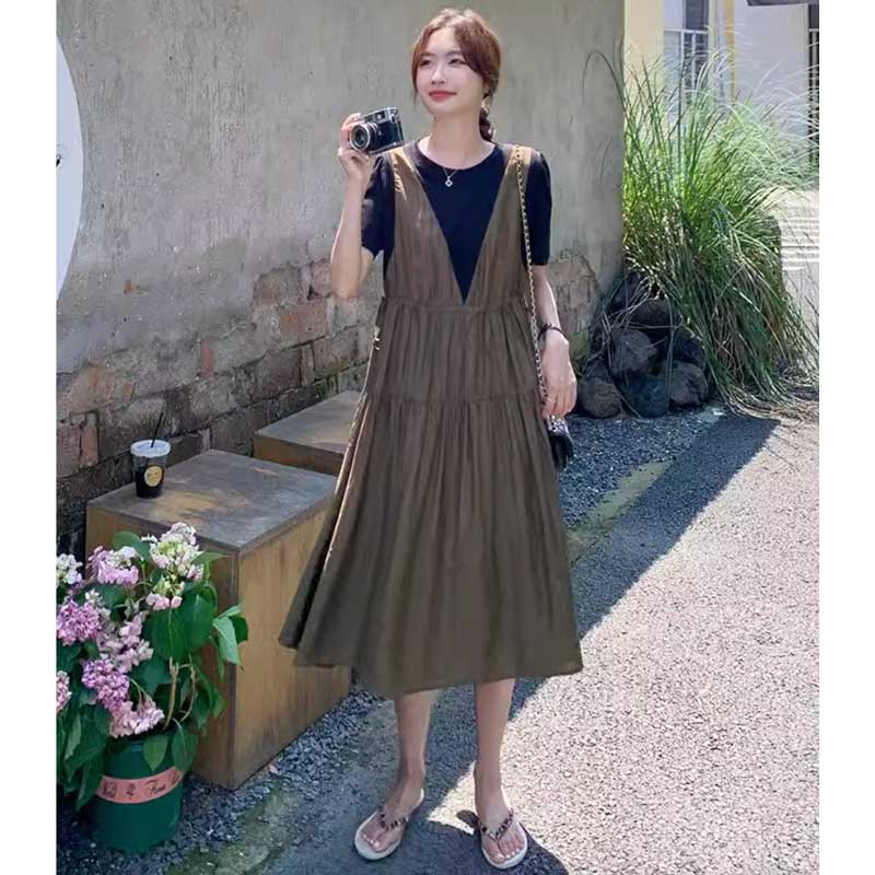 レイヤード風ギャザーワンピース