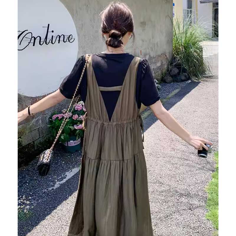 レイヤード風ギャザーワンピース