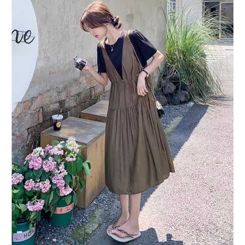 レイヤード風ギャザーワンピース