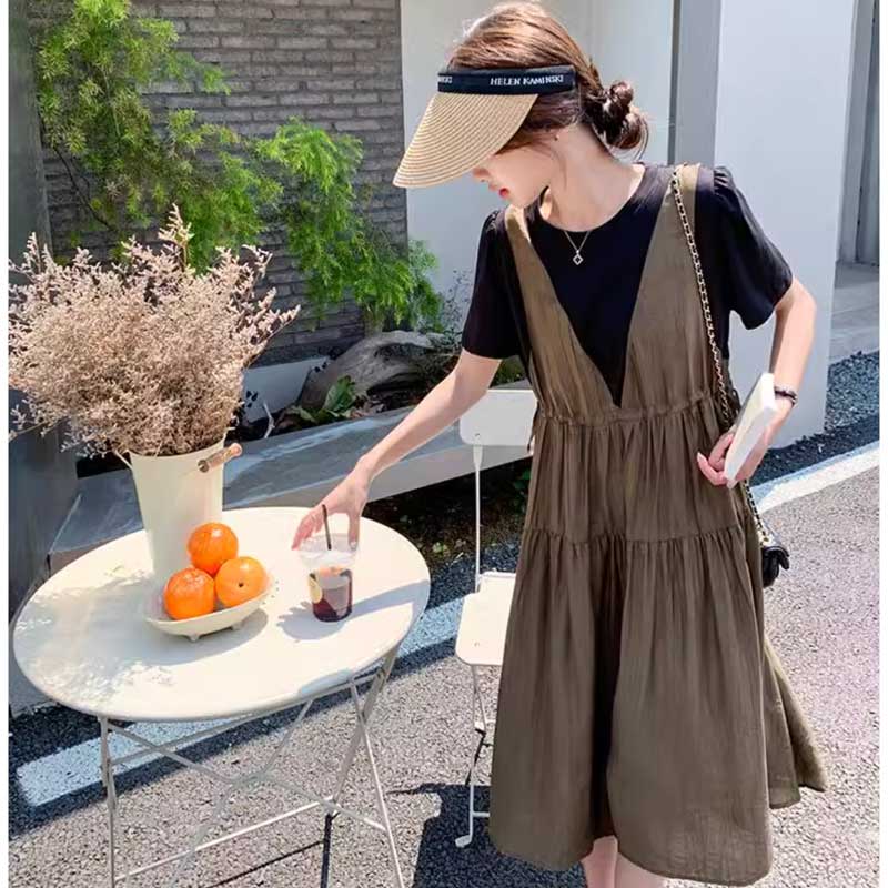 レイヤード風ギャザーワンピース