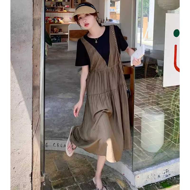 レイヤード風ギャザーワンピース