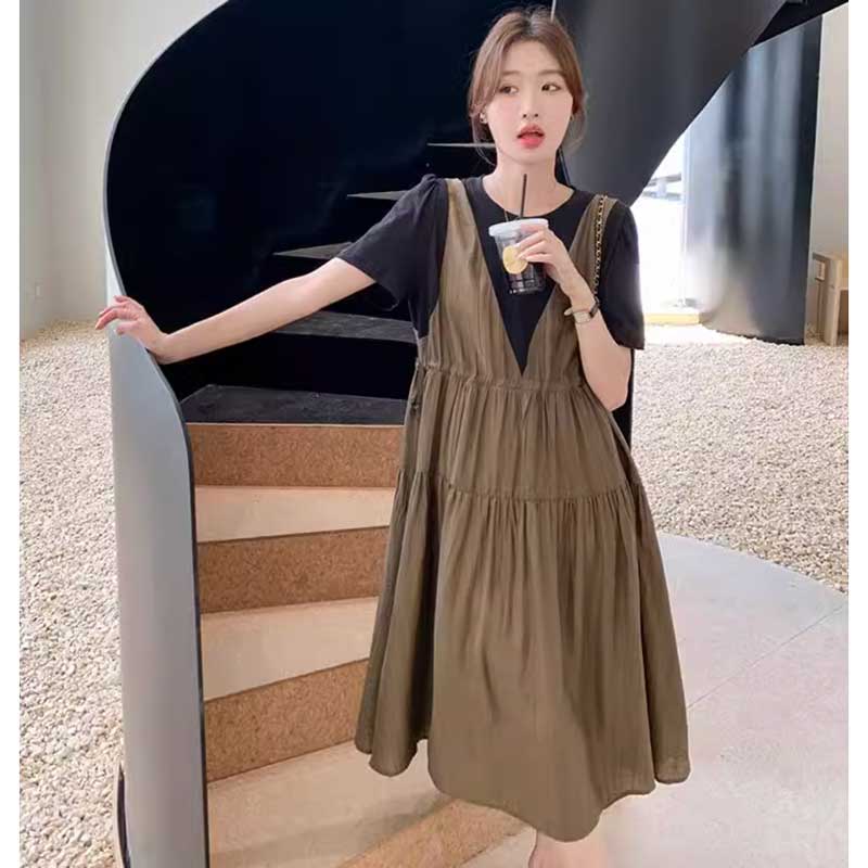 レイヤード風ギャザーワンピース