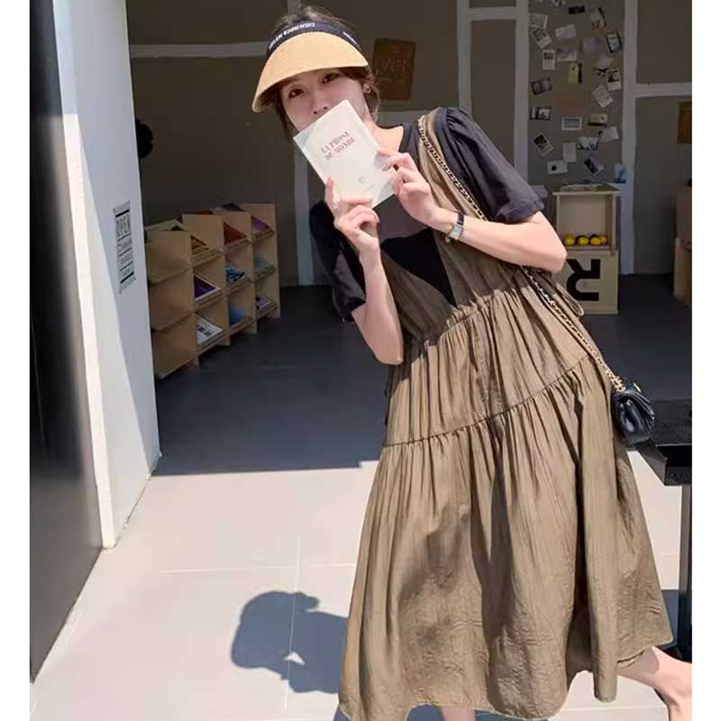 レイヤード風ギャザーワンピース