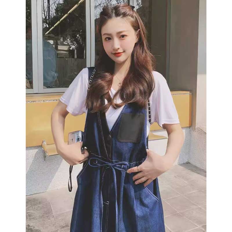 ウエストマークデニムサロペット