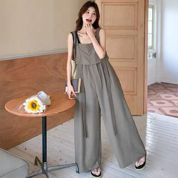 レイヤード風ワイドレッグサロペット