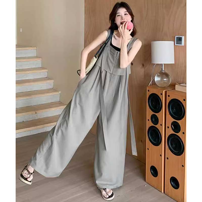 レイヤード風ワイドレッグサロペット